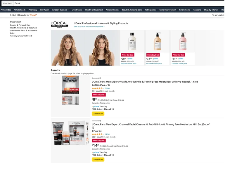 歐萊雅在美國亞馬遜網站上的品牌關鍵詞中佔據主導地位