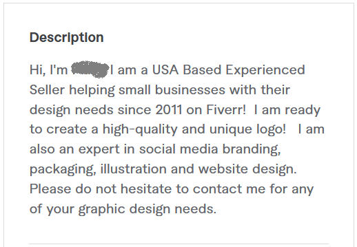 exemple de description de profil Fiverr 5 - création de logo